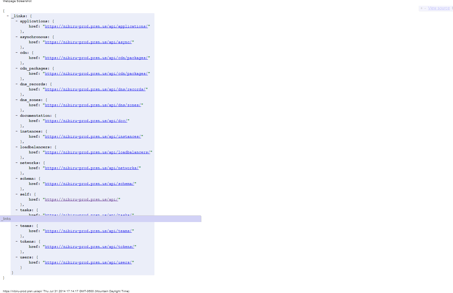 Nibiru API Links