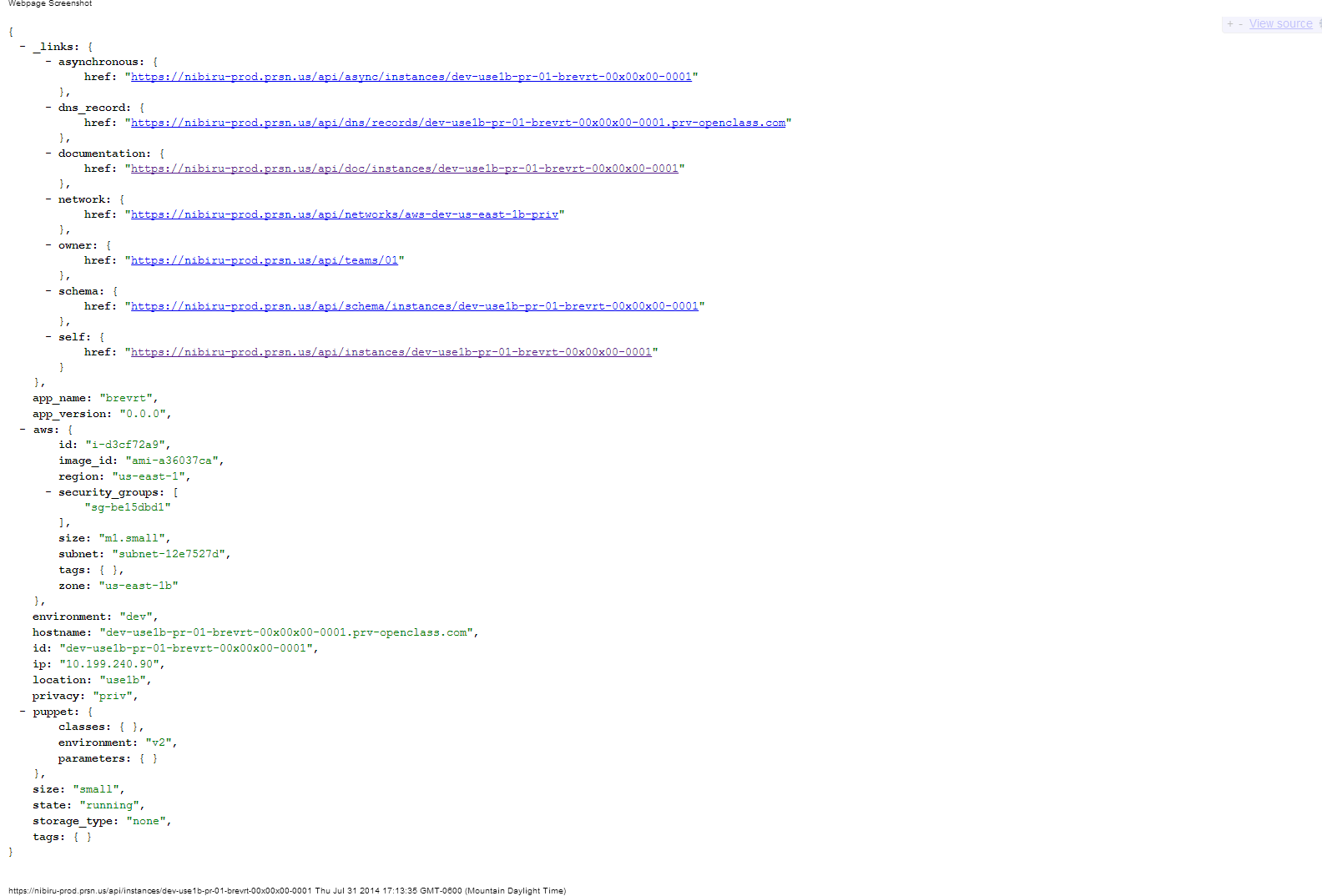 Nibiru Instance JSON